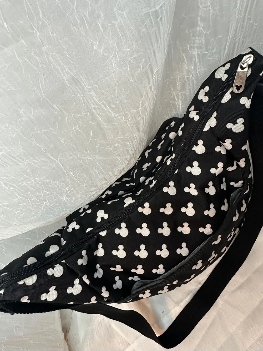 Black Mickey Mouse Print Large Crossbody Bag and coordinating toiletry bag